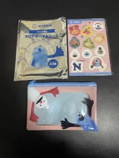 パペットスンスン　スシローコラボ　ポーチとシールセット　新品・未使用品