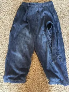 Samansa Mos2 デニム/ツイルサスペンダー付きパンツ　オーバーオール