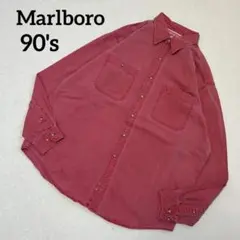 【希少】90's 赤フェードMarlboro L 赤マル　コットンシャツ