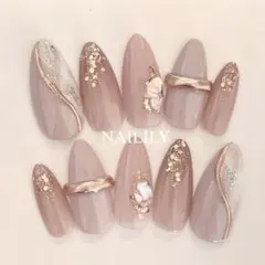ネイルチップ リングネイル ニュアンス キラキラ ガーリー 韓国