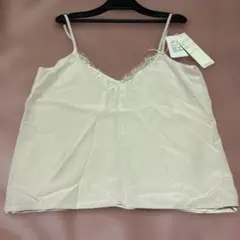 新品未使用タグ付 アイボリーレーストリム キャミソールM