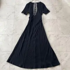 極美品 ユナイテッドトウキョウ 完売サイドカットアウトマキシワンピース 黒 F