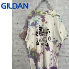Y*。様 GILDAN ギルダンボディ デカロゴプリント タイダイTシャツ アメ