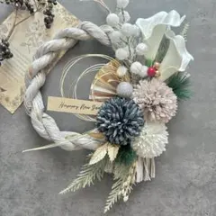 105 しめ縄リース　お正月飾り　玄関リース　しめ飾り　ハンドメイド2026