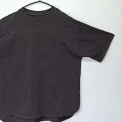 無地 プルオーバー 半袖 トップス Tシャツ 裾ラウンド M 黒 シンプル