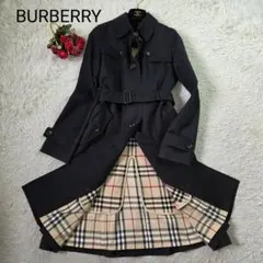 美品 バーバリー シングル トレンチコート ノバチェック ライナー ブラック S