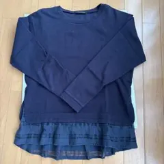 バンヤードストーム　ネイビー フリル付き 長袖カットソー