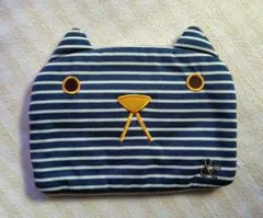 ねこ型 湯たんぽカバー (ボーダー柄)
