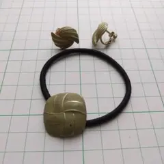 イヤリング　ヘアゴム　セット　グリーン