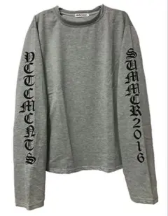新品　袖ロゴ　ロングTシャツ　長袖　オーバーサイズ　男女兼用　グレー　即購入OK
