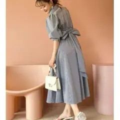 dazzlinダズリン　ウエストタックシャツワンピース　ギンガムチェック　ロング