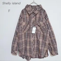 Shelly island◇新品タグ付 チェックシャツ オーバーサイズ ブラウン