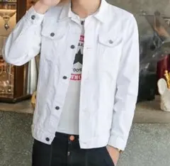 【新品】デニムジャケット　白　メンズ　XL