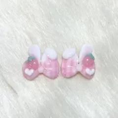 3dネイルパーツ うさぎ うさ耳 リボン チェック いちご ネイルパーツ ネイル