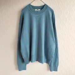 ✨ユニクロ✨UNIQLO 長袖ニットセーター プルオーバー【L】綿100%ブルー