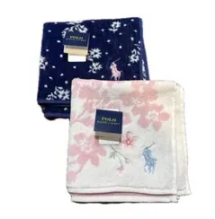 ラルフローレン 桜 タオルハンカチ ピンク ネイビー 花 2枚セット