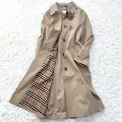 未使用保管品 バーバリー ロングコート ノバチェック レディース ベージュ LL