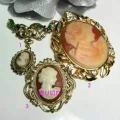 410.美品【①②】カメオ調アンティークブローチ