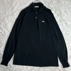 LACOSTE ラコステ 鹿子刺繍 長袖ポロシャツ ブラック 日本製 フランス5