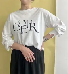 DouDou ロゴプリント 長袖カットソー 長袖Tシャツ ホワイト Mのサムネイル