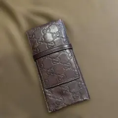 GUCCI ブラウンレザー メガネケース