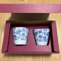 新品未使用　相撲　軍配柄　湯呑み　陶器　ペア　箱付き