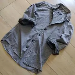 BURBERRY BLACK LABELギンガムチェックシャツ茶×白 1七分袖のサムネイル