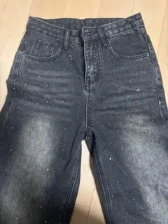 SpRay ラインストーン付き ブラックデニムパンツ Mサイズのサムネイル