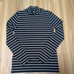 【無印】美品　黒とホワイトのボーダーハイネック長袖