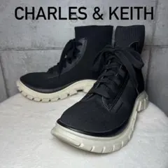 美品☆人気 Charles & Keith ニットソックス ハイトップスニーカー