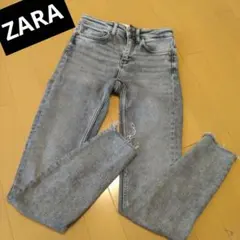 ZARA XS～S グレー スキニーパンツ デニム ダメージ加工 ジーンズ