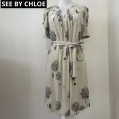 SEE BY CHLOE　シーバイクロエ　猫柄シルクワンピース
