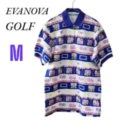 ミズノEVANOVA GOLF 半袖ポロシャツ 総柄 M 綿100%ポロシャツのサムネイル