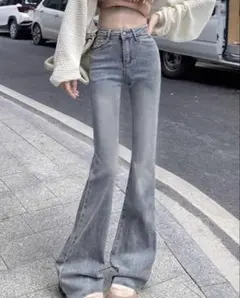 SHEIN ウォッシュド フレアレッグ ジーンズ　XS