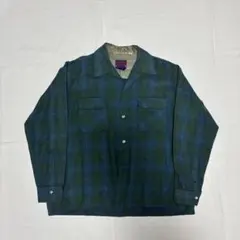 70s〜80s PONDEROSA ウールシャツ オンブレ チェック 開襟 古着