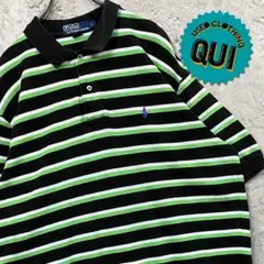 レア90s USA古着○ポロバイラルフローレン ボーダーポロシャツ メンズXL