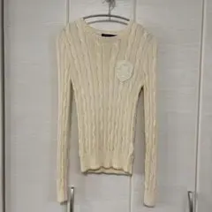 POLO アイボリー ケーブルニットセーター 長袖 XS