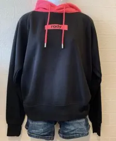 Rady フーディ　パーカー　ブラック　フードネオンピンク　Sサイズ