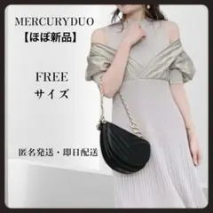 【美品】マーキュリーデュオ 異素材 ドッキングフレアニット ワンピース ベージュ