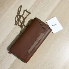 【新品】FOSSIL PENROSE レザーフラップウォレットクロスボディバッグ