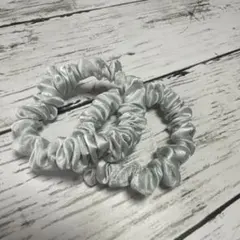 シルバーグレー ヘアゴム2個セット 100%シルク生地使用