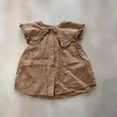petit main フリル付きアプリコットカラーシャツ90サイズ