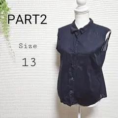 PART2 ネイビー ノースリーブ ボタンアップシャツ サイズ13