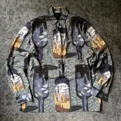 希少 90s Caravan 総柄シャツ ワインボトル アート レトロ 一点物のサムネイル