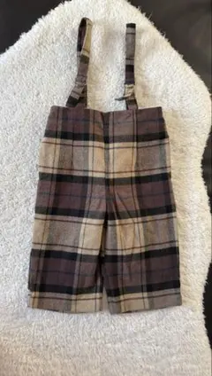 petit main チェック　サス付きボトムス　80