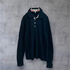 バーバリーロンドン L ポロシャツ 黒 ノバチェック ホース刺繍 ブランドボタン