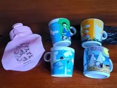 【まとめて】ムーミンミニマグカップ4個　折り畳みボトル水筒カラビナ付き