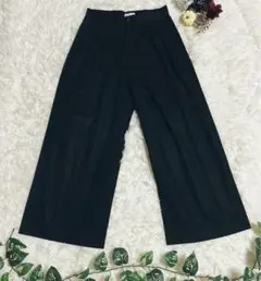 Maison de Beige 黒タックワイドパンツきれいめ通勤 上品シルエット