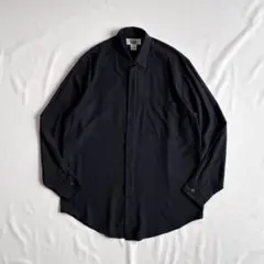 90s USA label fly front rayon shirt BLK