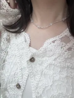 1038(再) ビーズネックレス　ファルファーレネックレス　ガラスビーズ　ハート